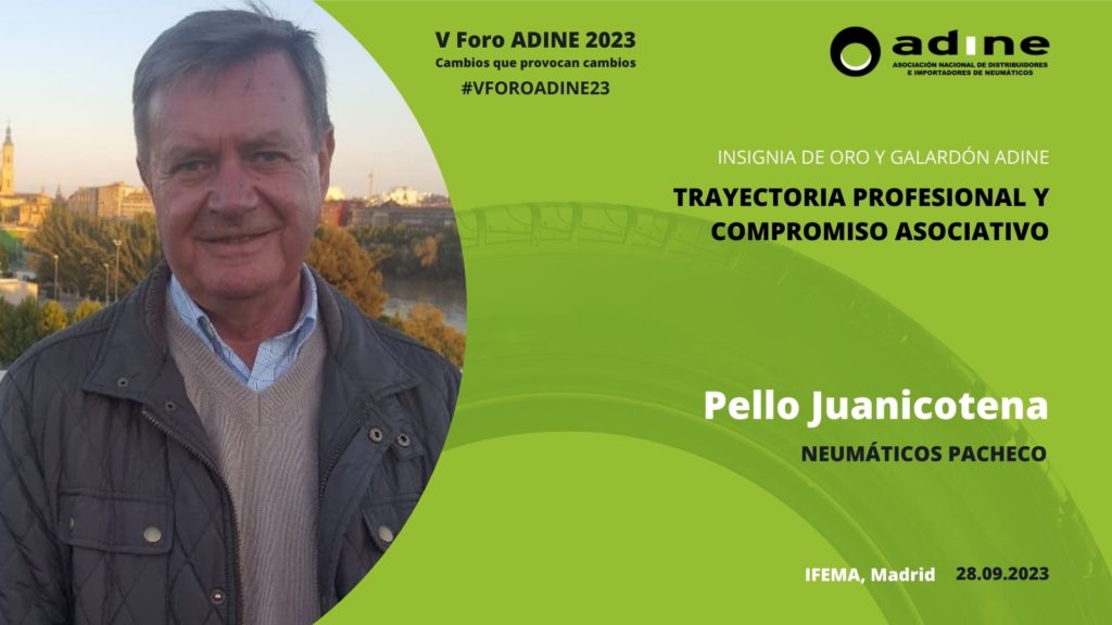 ADINE HOMENEJARÁ A PELLO JUANICOTENA (NEUMÁTICOS PACHECO) CON LA INSIGNIA DE ORO Y EL GALARDÓN ADINE 2023 EN SU V FORO